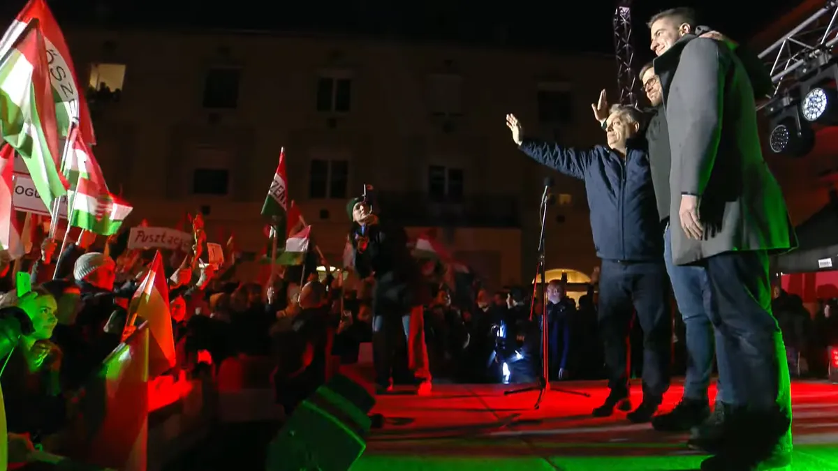 Orbán Viktor Országjárás Szombathely 2026.04.02.
Orbán Viktor, Vámos Zoltán, Kocsis Máté