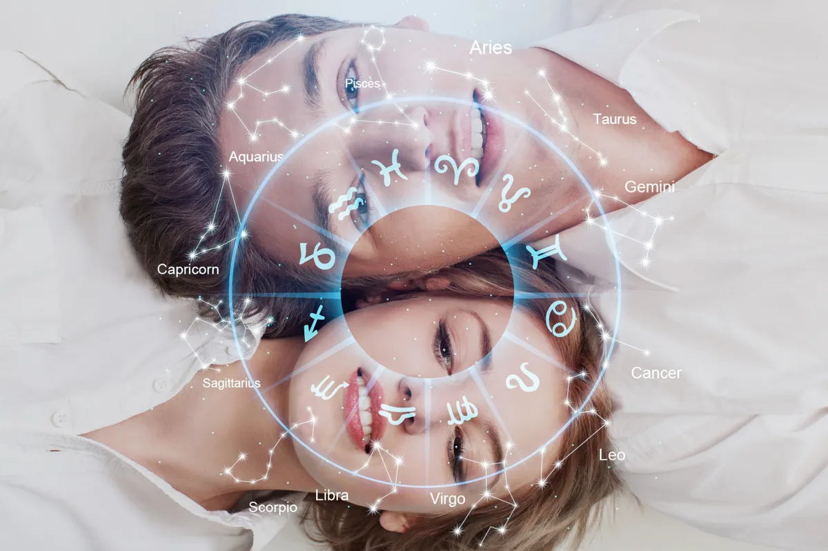 Szerelem Horoscope,Astrology,Zodiac,Illustration,With,Happy,Couple