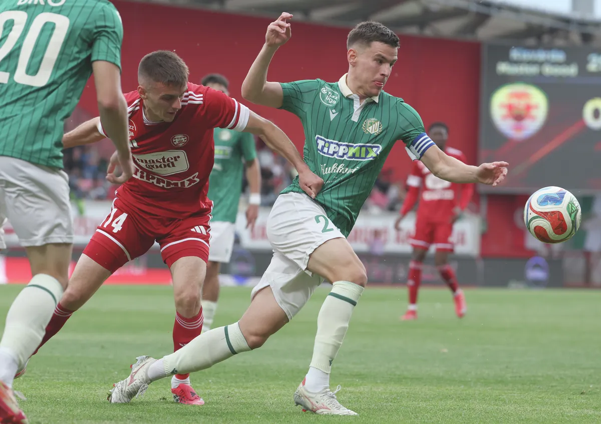 Vitális Milánék (jobbra) nyertek Kisvárdán, ezzel a Fradit megelőzve bajnok az ETO FC!