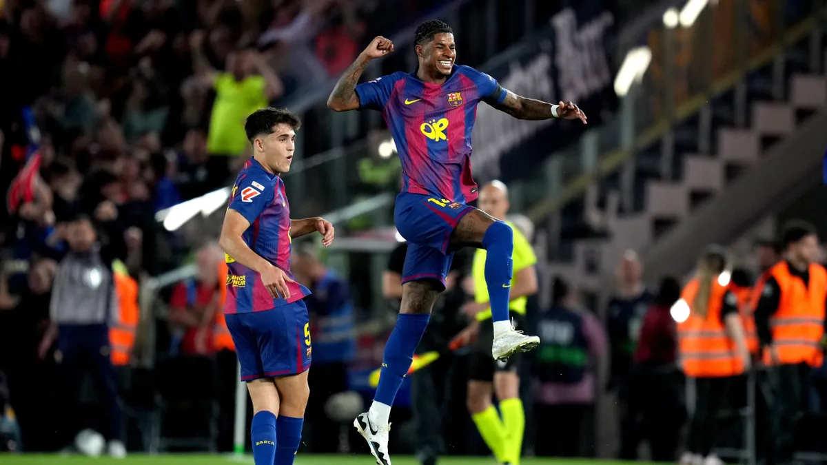 Marcus Rashford (jobbra) szerezte a Barcelona-Real Madrid rangadó első gólját