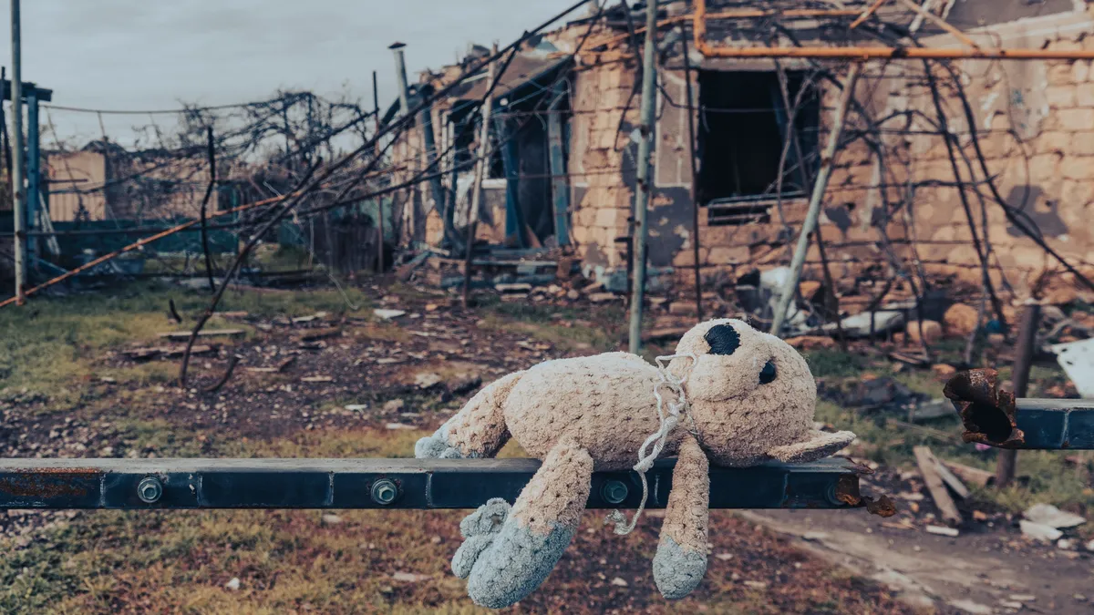 Countryside.,A,Toy,(teddy,Bear),Against,The,Backdrop,Of,A