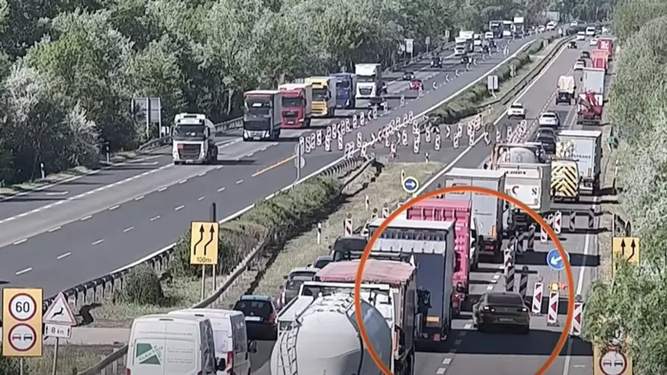 Pillanatok alatt megtörtént a baj az M7-esen - Sokkoló videón a kamionbaleset