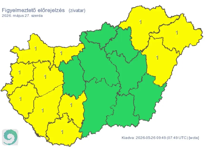 Leszakad az ég május 27-én: több vármegyére is riasztást adtak ki zivatar miatt
