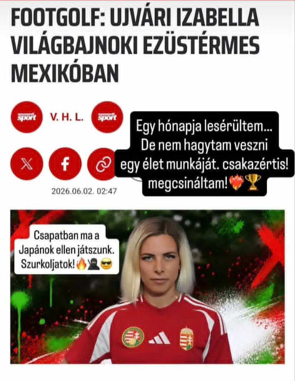 Ujvari Iza válogatott mezben pózol. 