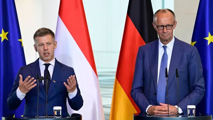 Magyar Péter Merz mellett állva elveszítette a fejét